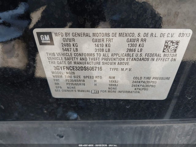 Продаж на аукціоні авто 2013 Cadillac Srx Luxury Collection, vin: 3GYFNCE32DS606716, номер лоту: 45814805