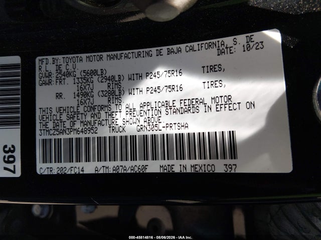 Toyota Tacoma Sr5 V6 2023 3TMCZ5AN3PM648952 Image 9