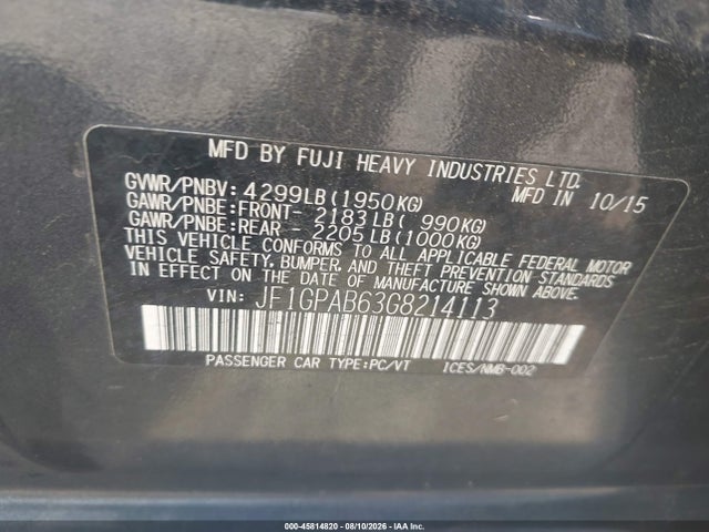 Subaru Impreza 2.0i Premium 2016 JF1GPAB63G8214113 Image 9
