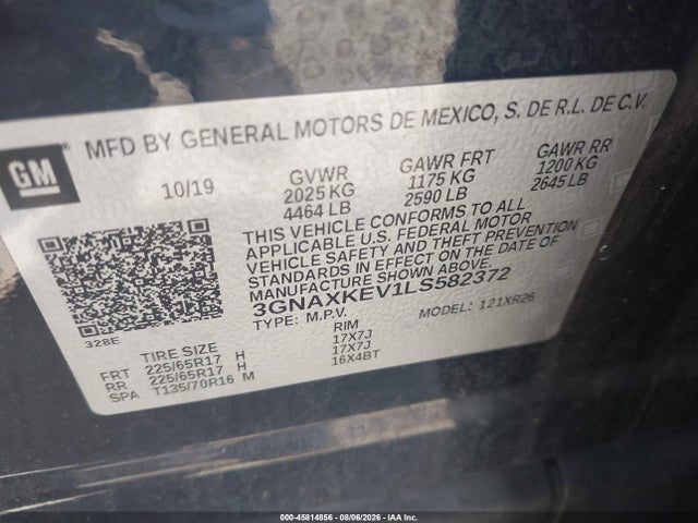 3GNAXKEV1LS582372 Chevrolet Equinox Fwd Lt 1.5l Turbo