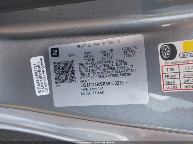 1G1FD1RS8M0132527 Chevrolet Camaro Rwd 3lt