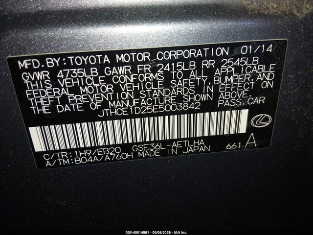 Lexus IS 350 2014 JTHCE1D25E5003842 Image 9