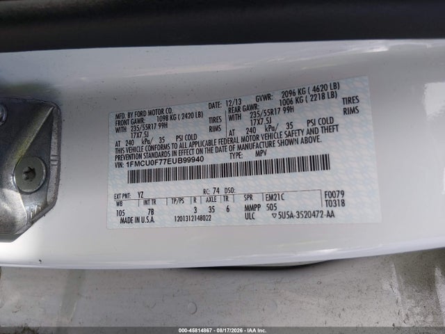 Ford ESCAPE S 2014 1FMCU0F77EUB99940 Image 9
