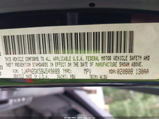 45814909 :رقم المزاد ، 1J4PN2GK5BW549089 vin ، 2011 Jeep Liberty Sport مزاد بيع