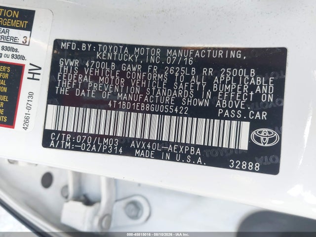 4T1BD1EB8GU055422 Toyota Avalon Hybrid Limited