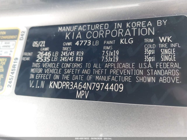 2022 Kia Sportage Sx Turbo მანქანა იყიდება აუქციონზე, vin: KNDPR3A64N7974409, აუქციონის ნომერი: 45815032