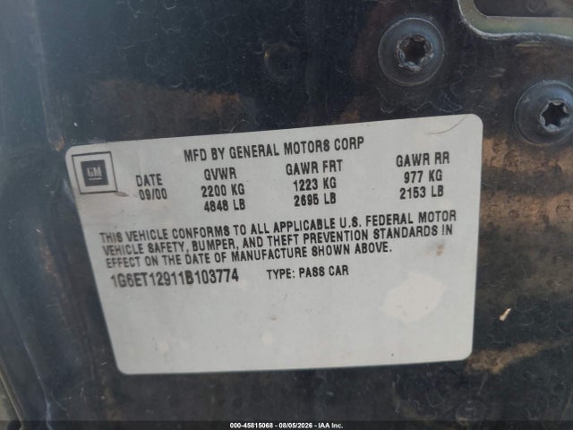 Продажа на аукционе авто 2001 Cadillac Eldorado Touring Etc, vin: 1G6ET12911B103774, номер лота: 45815068