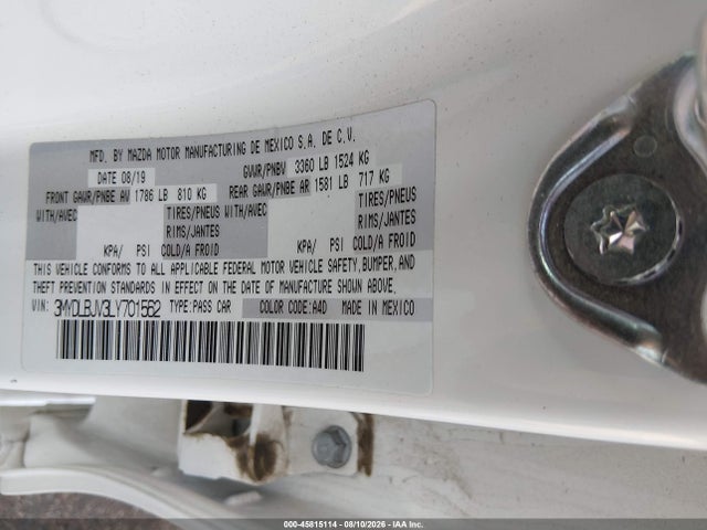 Aukcja sprzedaży 2020 Toyota Yaris Le, vin: 3MYDLBJV3LY701562, numer aukcji: 45815114