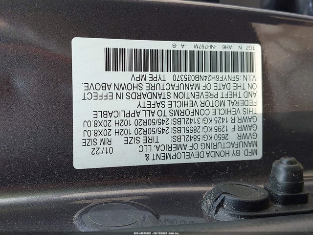 Продаж на аукціоні авто 2022 Honda Pilot Awd Special Edition, vin: 5FNYF6H24NB035370, номер лоту: 45815150