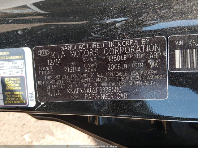 KIA FORTE LX 2015 KNAFX4A62F5376580 Image 9