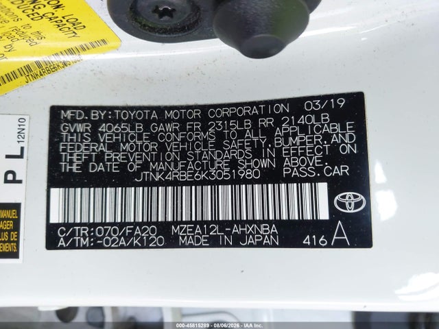 Toyota COROLLA SE 2019 JTNK4RBE6K3051980 Image 9