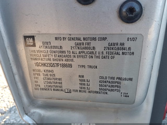 2007 Chevrolet Silverado 2500hd Classic Lt2 მანქანა იყიდება აუქციონზე, vin: 1GCHK23D57F188609, აუქციონის ნომერი: 45815297
