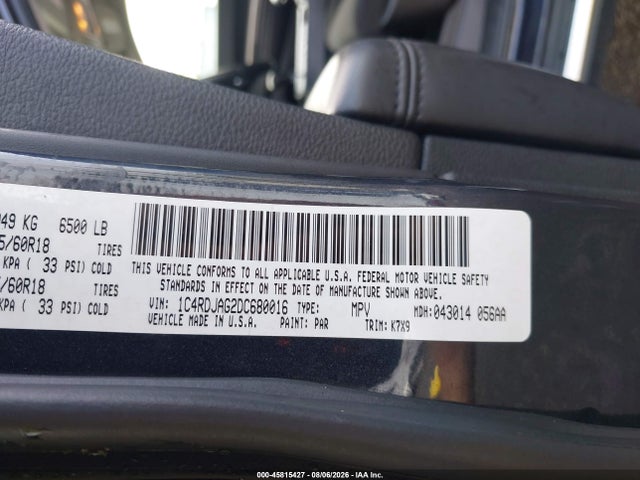 Aukcja sprzedaży 2013 Dodge Durango Sxt, vin: 1C4RDJAG2DC680016, numer aukcji: 45815427