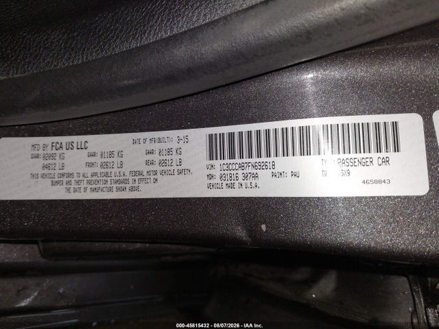 Aukcja sprzedaży 2015 Chrysler 200 Limited, vin: 1C3CCCAB7FN692618, numer aukcji: 45815432