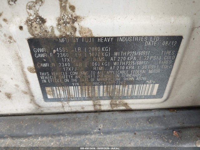 45815436 :رقم المزاد ، 4S4BRBCC1D3227262 vin ، 2013 Subaru Outback 2.5i Premium مزاد بيع