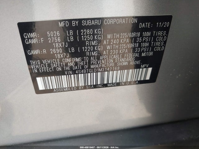 Subaru Outback Onyx Edition Xt 2021 4S4BTGLD1M3142168 Image 9