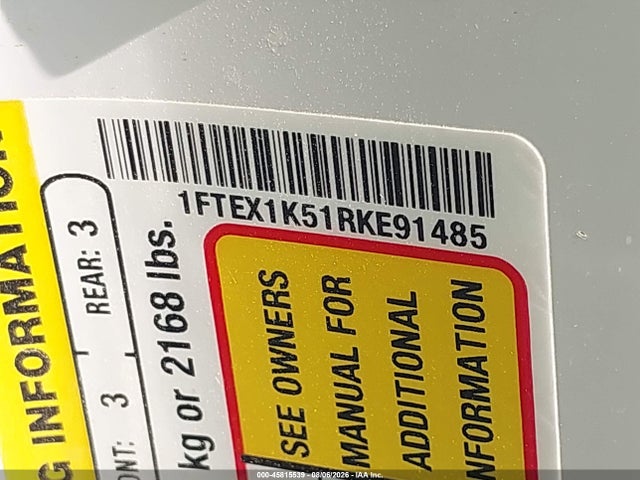 Aukcja sprzedaży 2024 Ford F-150 Xl, vin: 1FTEX1K51RKE91485, numer aukcji: 45815539