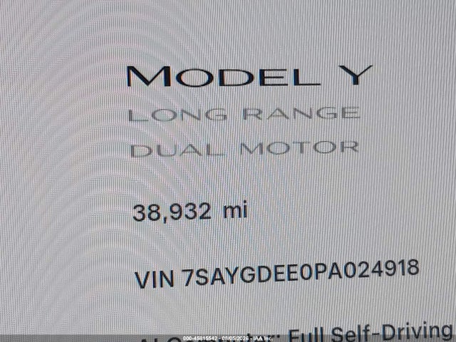 Aukcja sprzedaży 2023 Tesla Model Y Awd/long Range Dual Motor All-wheel Drive, vin: 7SAYGDEE0PA024918, numer aukcji: 45815542