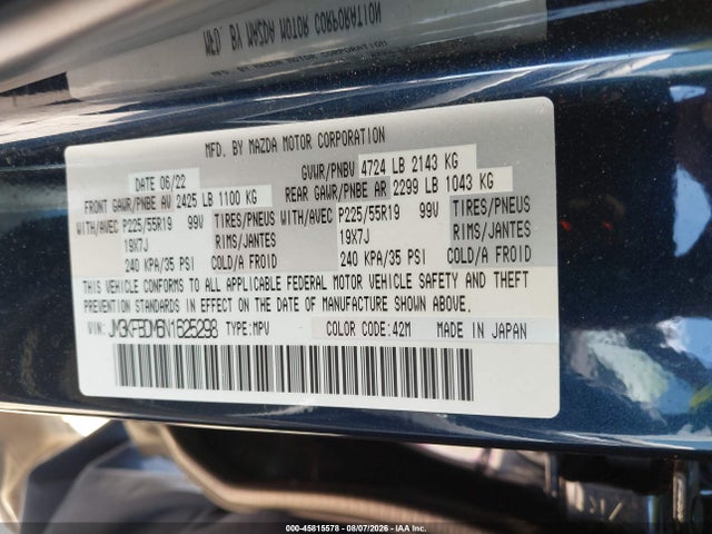 Продаж на аукціоні авто 2022 Mazda Cx-5 2.5 S Premium, vin: JM3KFBDM6N1625298, номер лоту: 45815578