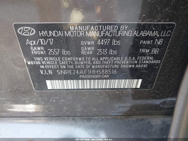 Hyundai SONATA SE 2017 5NPE24AF1HH588516 Image 9