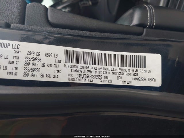 Продажа на аукционе авто 2014 Jeep Grand Cherokee Limited, vin: 1C4RJFBG6EC238555, номер лота: 45815638
