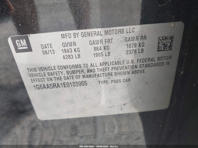 Aukcja sprzedaży 2014 Cadillac Ats Standard, vin: 1G6AA5RA1E0103965, numer aukcji: 45815647