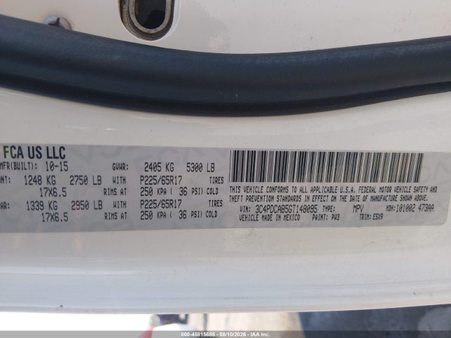 3C4PDCAB5GT148095 Dodge JOURNEY SE