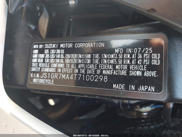 Suzuki GSX-R750 2026 JS1GR7MA4T7100298 Image 10