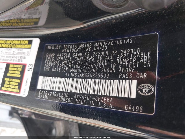 Toyota CAMRY XSE 2024 4T1K61AK6RU855509 Image 9