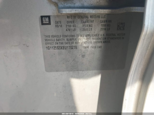 1G1125S3XEU170278 Chevrolet Impala 2lt