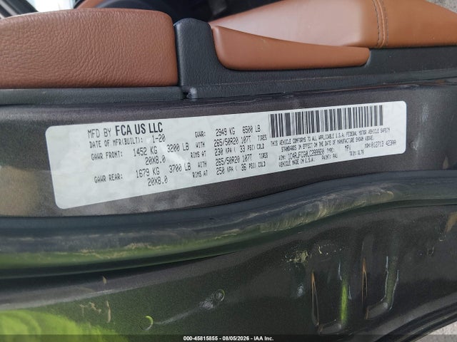 Aukcja sprzedaży 2020 Jeep Grand Cherokee Overland 4x4, vin: 1C4RJFCG0LC289920, numer aukcji: 45815855