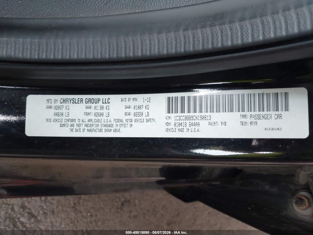 Aukcja sprzedaży 2012 Chrysler 200 Touring, vin: 1C3CCBBB9CN190813, numer aukcji: 45815890