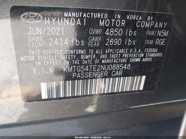 45815902 :رقم المزاد ، KMTG54TE2NU088548 vin ، 2022 Genesis G70 3.3t Rwd مزاد بيع