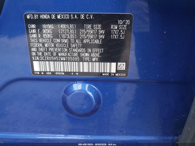 3CZRU5H52MM705095 Honda Hr-v 2wd Ex