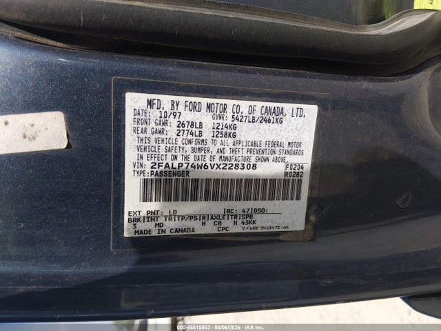 Продаж на аукціоні авто 1997 Ford Crown Victoria Lx, vin: 2FALP74W6VX228308, номер лоту: 45815953