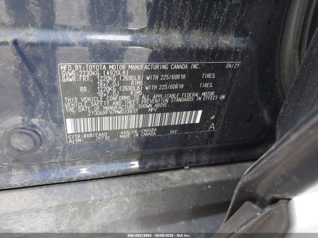 Продаж на аукціоні авто 2021 Toyota Rav4 Hybrid Limited, vin: 2T3D6RFV7MW023817, номер лоту: 45815965