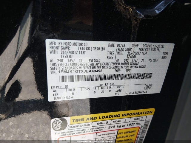 Ford Expedition Max Xl 2018 1FMJK1GTXJEA49498 Image 9