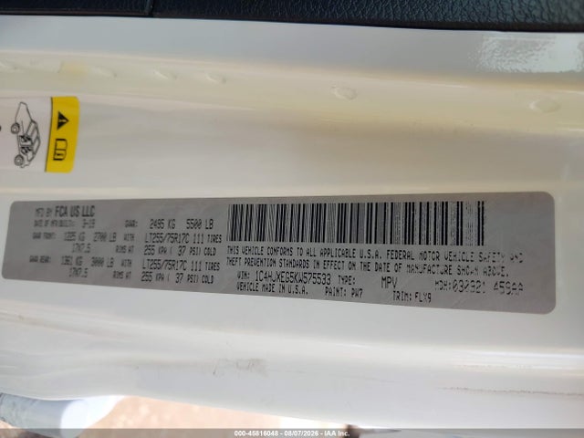 45816048 :رقم المزاد ، 1C4HJXEG5KW575533 vin ، 2019 Jeep Wrangler Unlimited Moab 4x4 مزاد بيع
