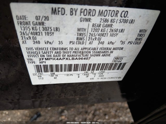 2FMPK4APXLBA96407 Ford EDGE ST
