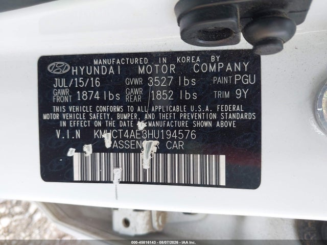 Hyundai ACCENT SE 2017 KMHCT4AE3HU194576 Image 9