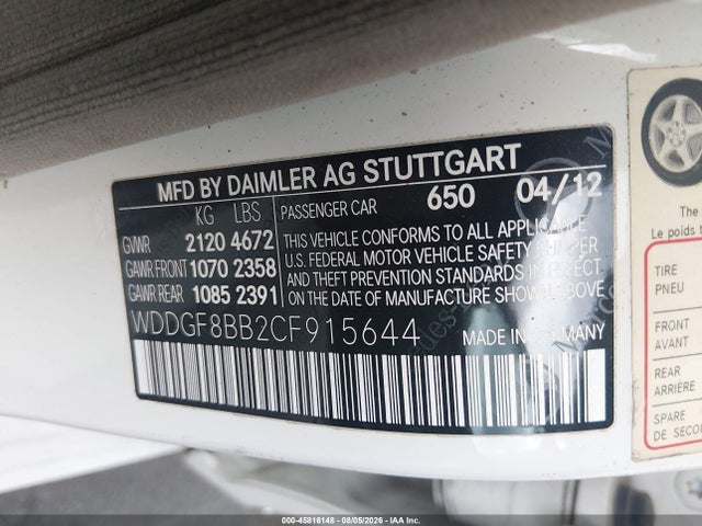 2012 Mercedes-benz C 300 Sport 4matic მანქანა იყიდება აუქციონზე, vin: WDDGF8BB2CF915644, აუქციონის ნომერი: 45816148