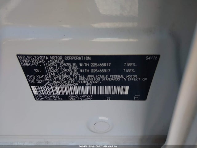 JTMZFREV2GJ086429 Toyota RAV4 LE