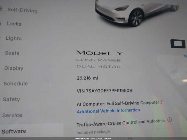 Продаж на аукціоні авто 2023 Tesla Model Y Awd/long Range Dual Motor All-wheel Drive, vin: 7SAYGDEE7PF619509, номер лоту: 45816225