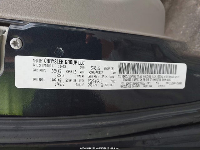 Aukcja sprzedaży 2014 Chrysler Town & Country Touring, vin: 2C4RC1BGXER233928, numer aukcji: 45816268