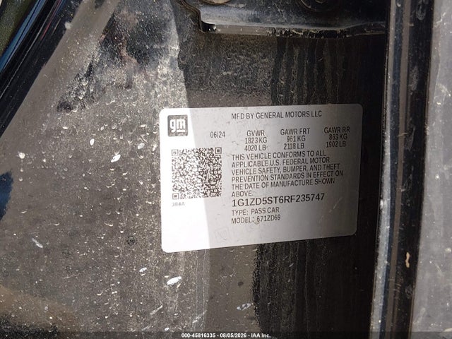 Продажа на аукционе авто 2024 Chevrolet Malibu Fwd 1lt, vin: 1G1ZD5ST6RF235747, номер лота: 45816335
