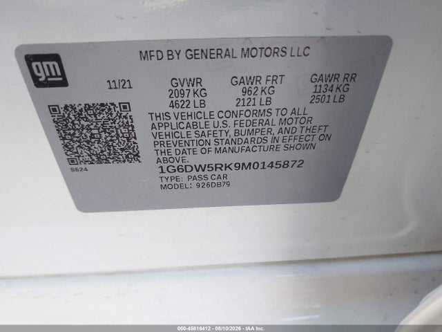 Продажа на аукционе авто 2021 Cadillac Ct5 Luxury, vin: 1G6DW5RK9M0145872, номер лота: 45816412