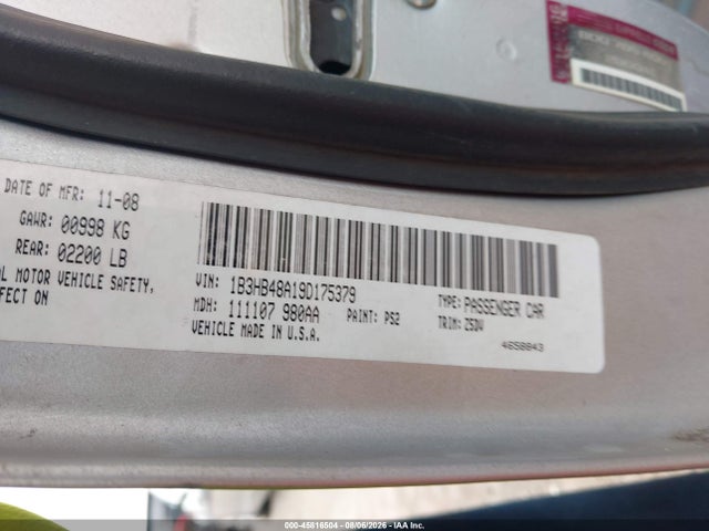 Продаж на аукціоні авто 2009 Dodge Caliber Sxt, vin: 1B3HB48A19D175379, номер лоту: 45816504