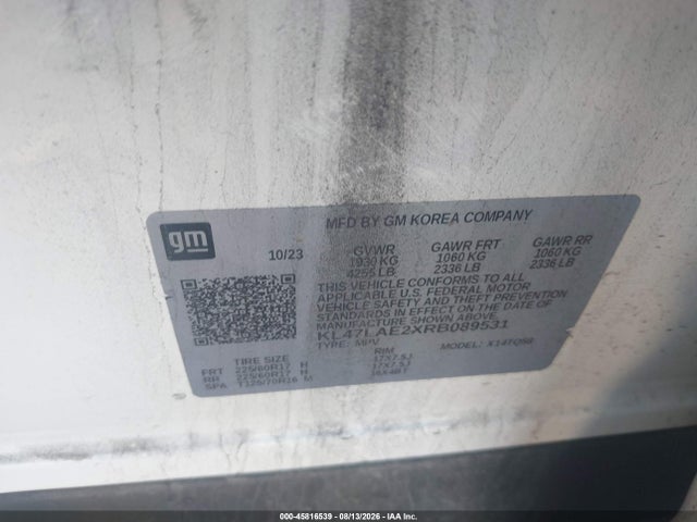 45816539 :رقم المزاد ، KL47LAE2XRB089531 vin ، 2024 Buick Envista Preferred Fwd مزاد بيع