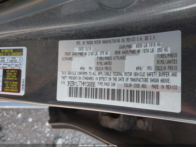 45816553 :رقم المزاد ، 3MZBN1L77HM108856 vin ، 2017 Mazda Mazda3 Touring مزاد بيع