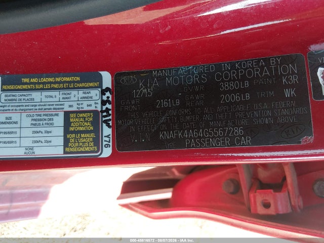 Продаж на аукціоні авто 2016 Kia Forte Lx, vin: KNAFK4A64G5567286, номер лоту: 45816572
